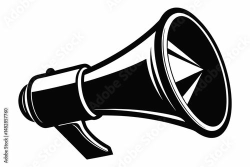 megaphone silhouette line art vector illustration with a white background