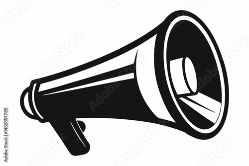 megaphone silhouette line art vector illustration with a white background