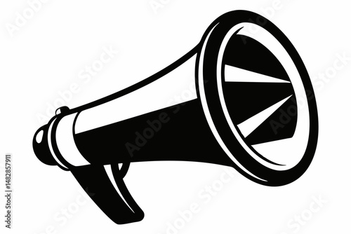 megaphone silhouette line art vector illustration with a white background