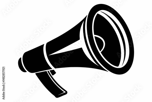 megaphone silhouette line art vector illustration with a white background