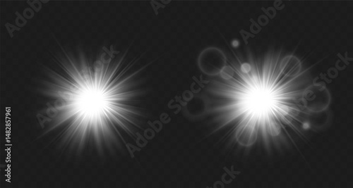 Png explosion of starlight and white shine with sparkle glow flare effect glitter flash beam on vibrant background magic transparent light illustration