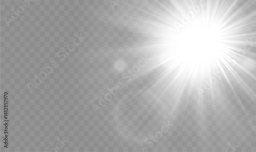 Png explosion of starlight and white shine with sparkle glow flare effect glitter flash beam on vibrant background magic transparent light illustration