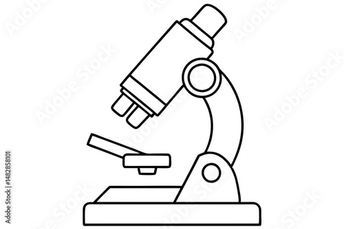 microscope silhouette line art vector illustration with a white background