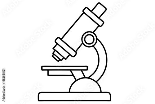 microscope silhouette line art vector illustration with a white background