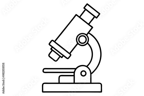 microscope silhouette line art vector illustration with a white background