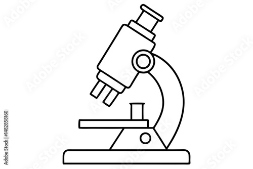 microscope silhouette line art vector illustration with a white background