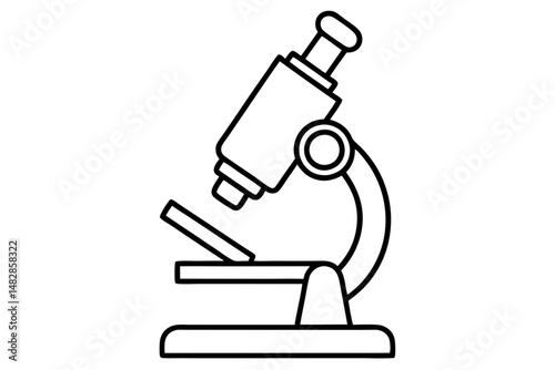microscope silhouette line art vector illustration with a white background