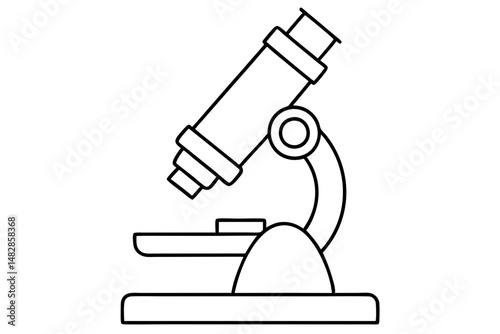 microscope silhouette line art vector illustration with a white background
