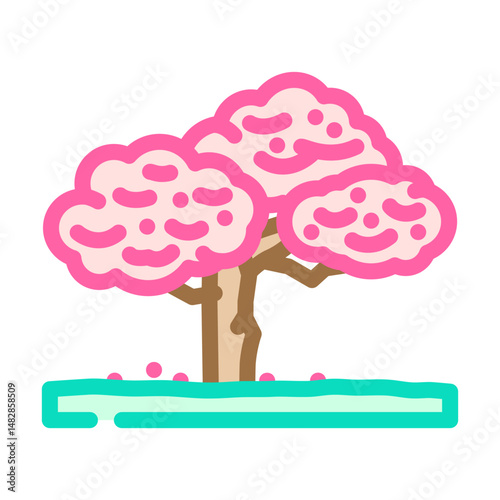 cherry blossom viewing spring color icon vector illustration