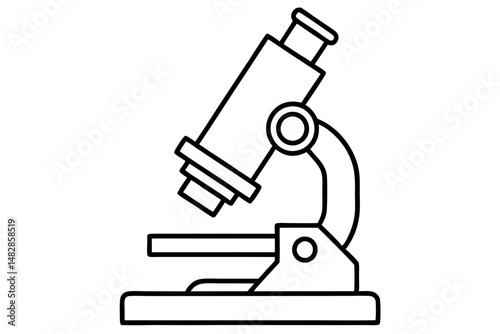 microscope silhouette line art vector illustration with a white background