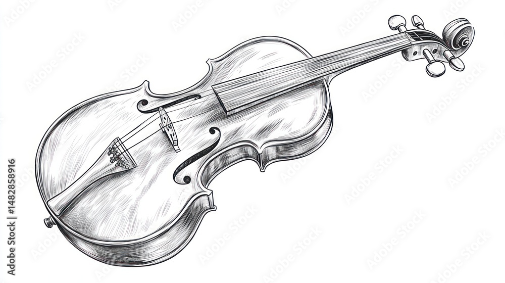 Obraz premium A Masterpiece of Pen and Ink: A Detailed Sketch of a Violin