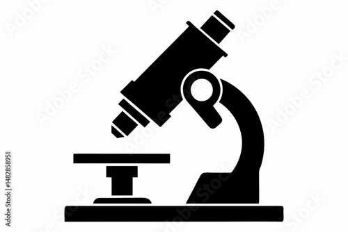 microscope silhouette line art vector illustration with a white background