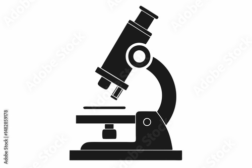 microscope silhouette line art vector illustration with a white background