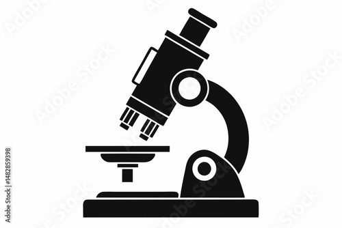 microscope silhouette line art vector illustration with a white background