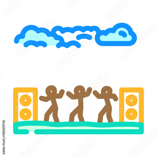 outdoor dance summer spend time color icon vector illustration