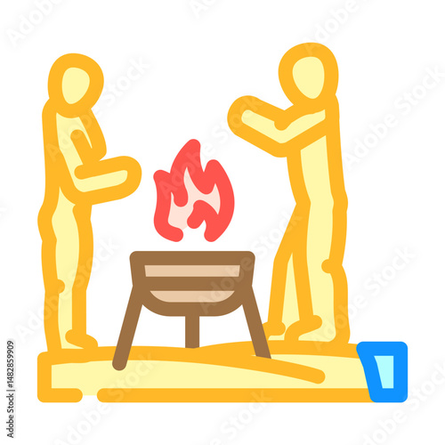 beach bonfire party color icon vector illustration