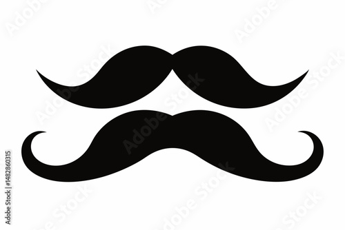 moustache silhouette line art vector illustration with a white background