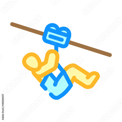 zip lining summer spend time color icon vector illustration