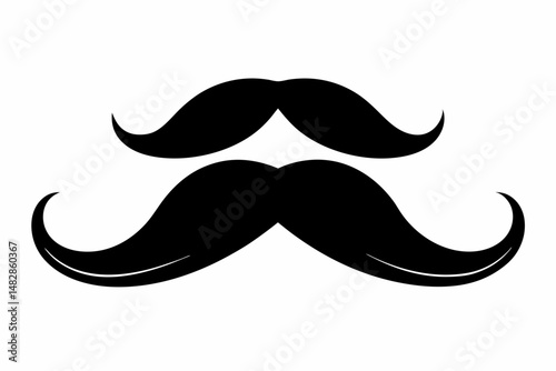 moustache silhouette line art vector illustration with a white background