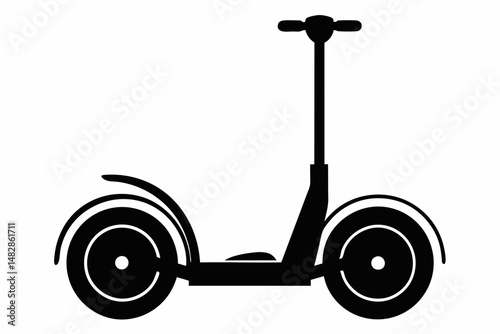 segway silhouette line art vector illustration with a white background