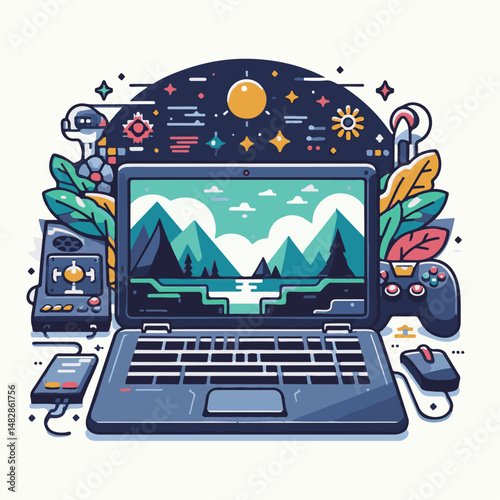 laptop, computer, technology, game, internet, digital, modern, online, gamer, screen, gaming, background, home, keyboard, video, pc, headset, electronic, play, device, young, notebook, display, monito