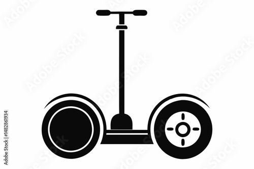 segway silhouette line art vector illustration with a white background