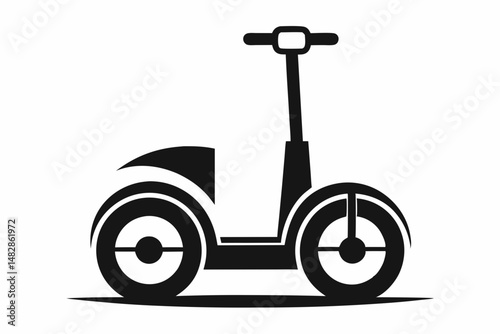 segway silhouette line art vector illustration with a white background