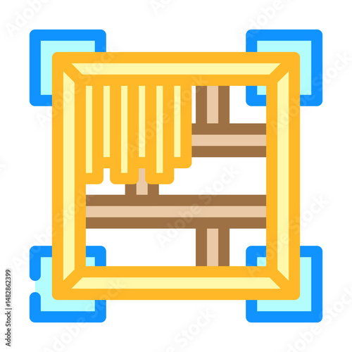 timber framing workshop wood frame color icon vector illustration