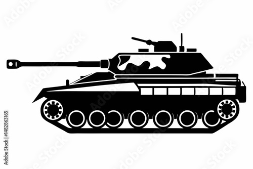tank silhouette line art vector illustration with a white background