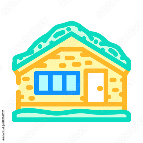cabin green roof wooden color icon vector illustration
