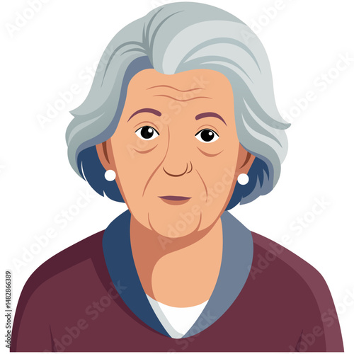 Elderly woman avatar vector portrait
