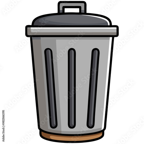 Metal trash can cartoon vector icon
