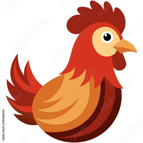 Red rooster cartoon farm bird vector
