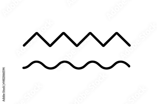 Waves and mountains create a rhythmic pattern emphasizing simplicity and nature's beauty in a minimalistic design