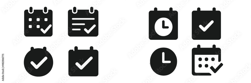 Calendar icons showcasing various scheduling options for personal and professional tasks in a minimalist design style Calendar icons showcasing various scheduling options for personal and professional tasks in a minimalist design style