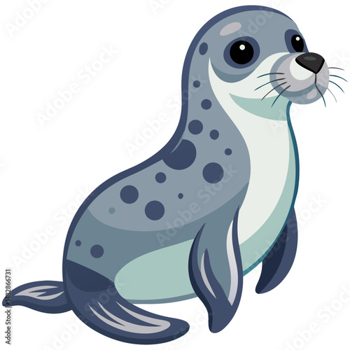 Spotted seal cartoon marine animal vector
