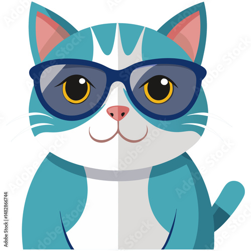 Cool cartoon cat with sunglasses vector
