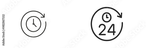 Clock symbols indicating time management and scheduling with circular designs in a minimalist style
