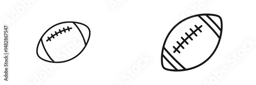 Two stylized rugby balls displayed side by side on a simple background illustrating the sport of rugby