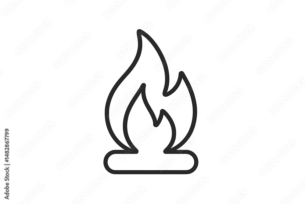 Flame symbol representing fire and warmth in a minimal design suitable for various applications Flame symbol representing fire and warmth in a minimal design suitable for various applications