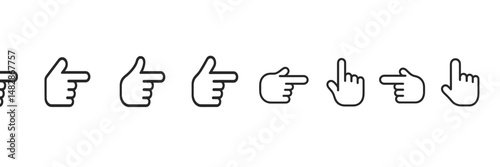 Various hand gestures indicating direction and attention in a minimalist style