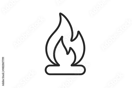 Flame symbol representing fire and warmth in a minimal design suitable for various applications