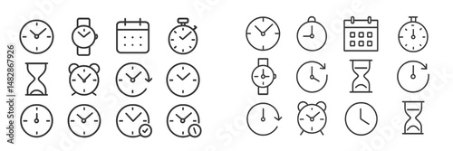 Various clock and timer designs showcasing different styles and functions for timekeeping and scheduling needs