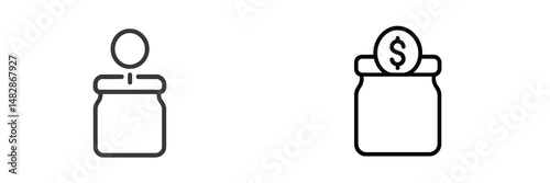 Simple line icons representing saving money and investment options in a clean design, suitable for financial applications and education