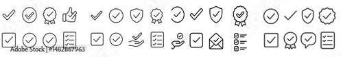 Checklist symbols representing various tasks completed and achievements recognized in an organized manner on a light background