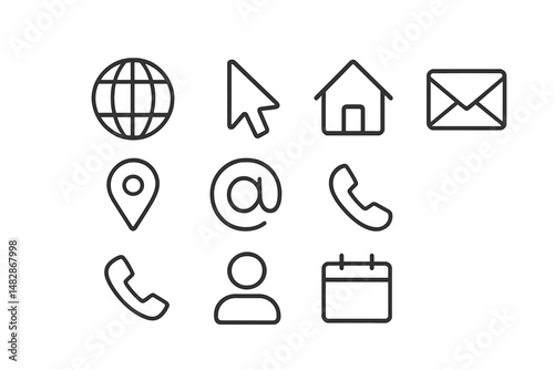 Icons representing essential digital communication and navigation tools, used to enhance user experience in web design and applications