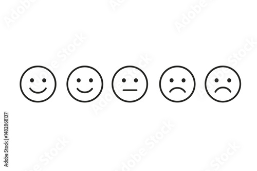 Various facial expressions showcasing emotional responses in a simple, minimalistic design