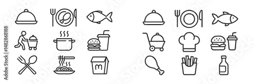 Culinary elements illustrating various food types and dining experiences in a vibrant and diverse setting