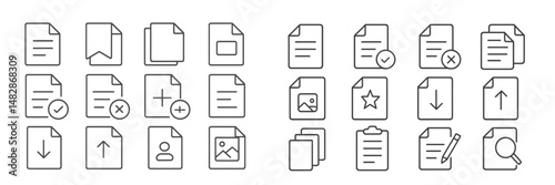 Variety of document icons representing various statuses and types for digital organization and management tasks