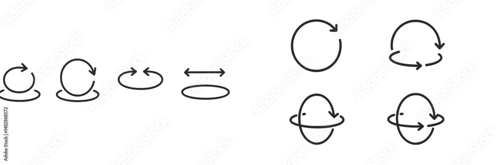 Visual representations of rotation concepts in physics illustrating circular motion and orbital dynamics Visual representations of rotation concepts in physics illustrating circular motion and orbital dynamics
